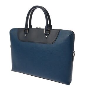 Louis Vuitton Leather Business Bag Epi Azur White Blue